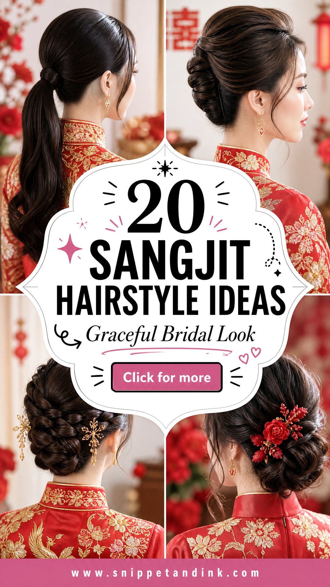 20 Sangjit Hairstyle Ideas for a Graceful Bridal Look - 20 Sangjit Hairstyle Ideas for a Graceful Bridal Look