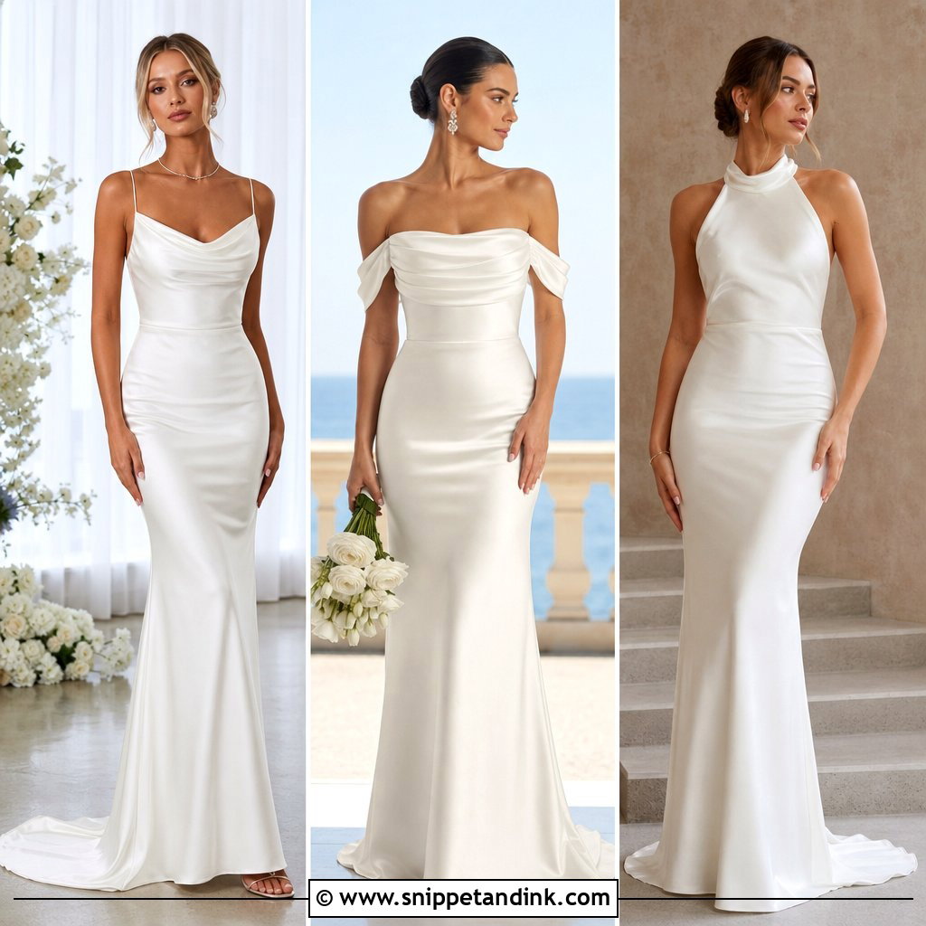 20 Satin Sheath Wedding Dress Ideas for a Sleek Bridal Look