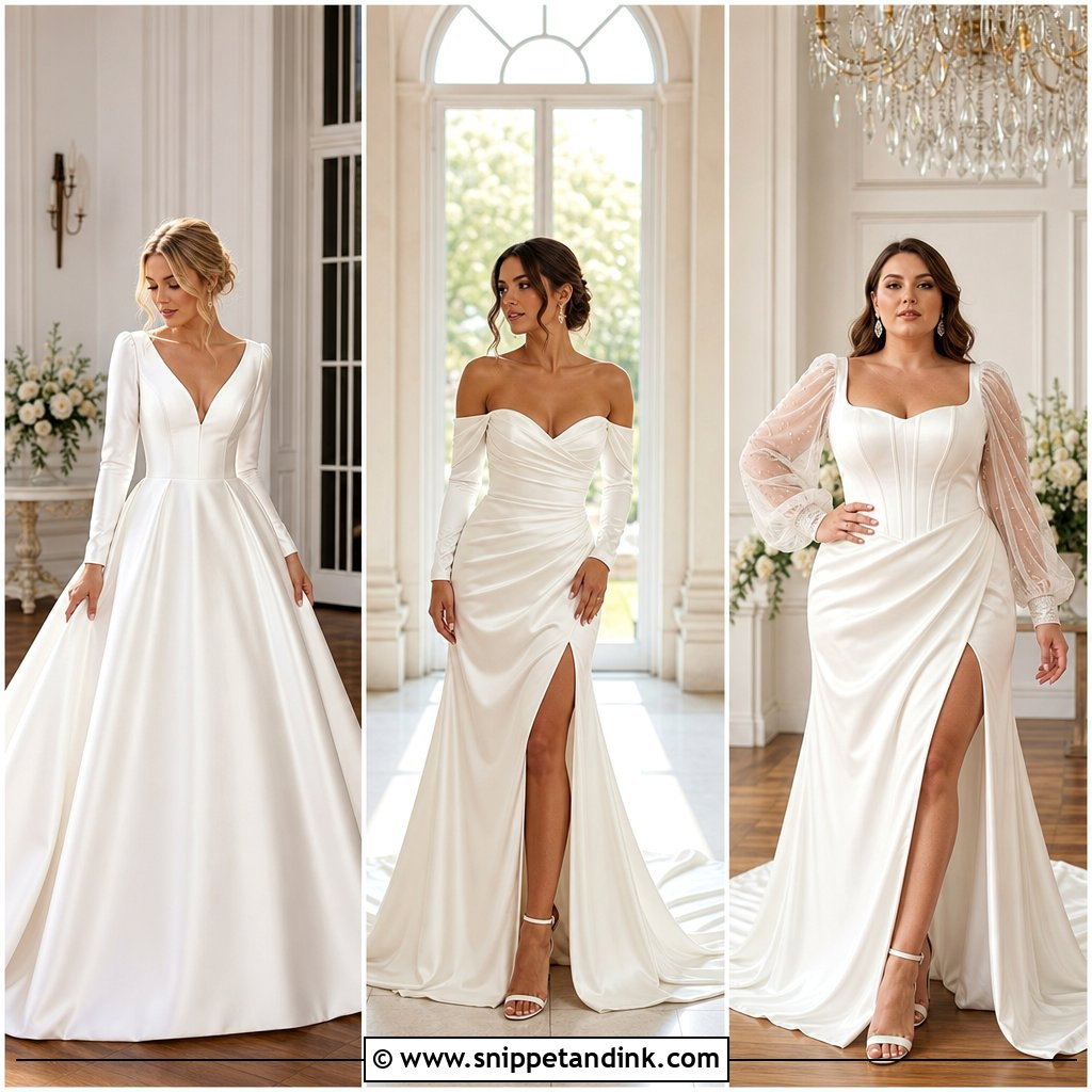 20 Satin Wedding Gown with Sleeves for Modern Elegant Brides