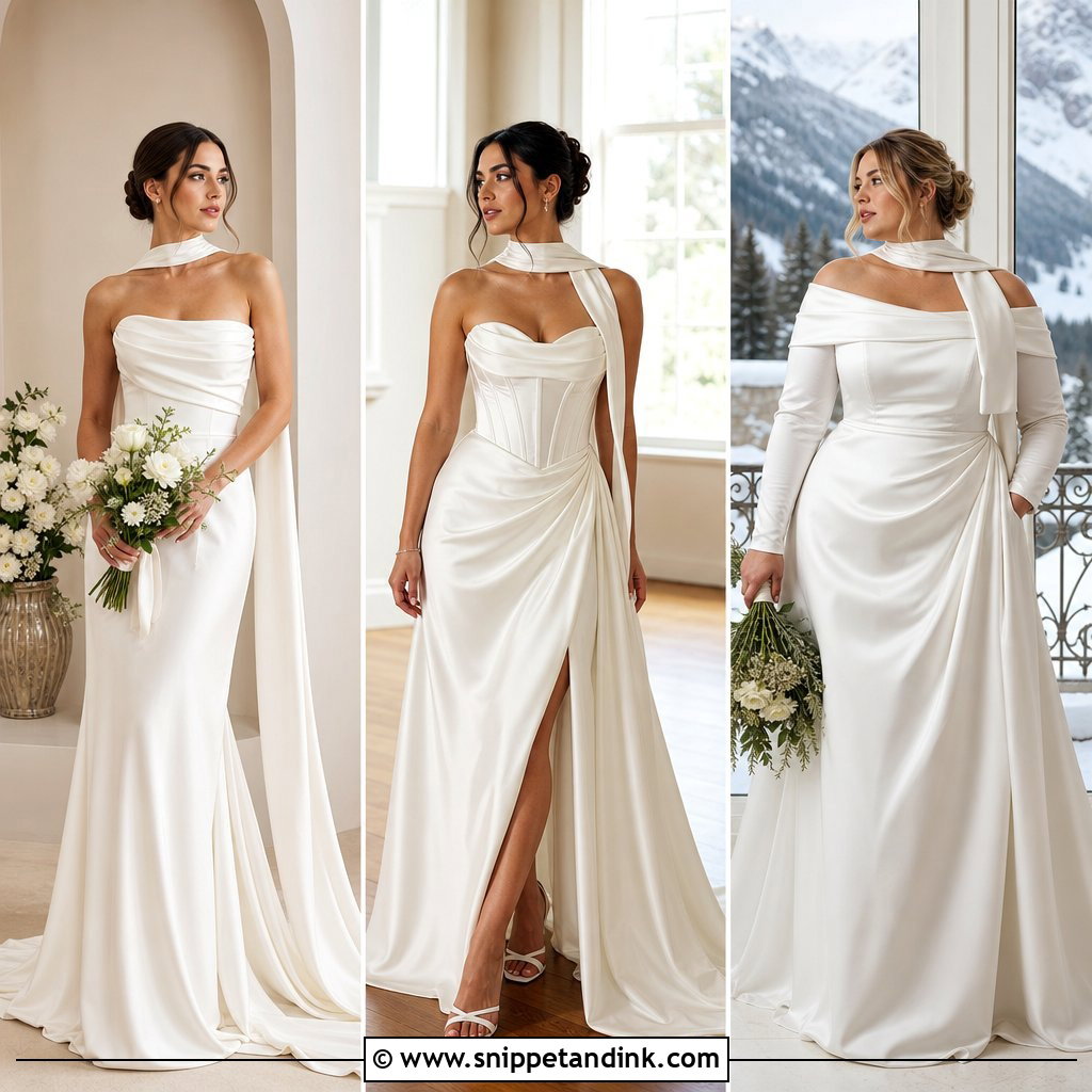 20 Scarf Wedding Dresses for a Striking Modern Bridal Look