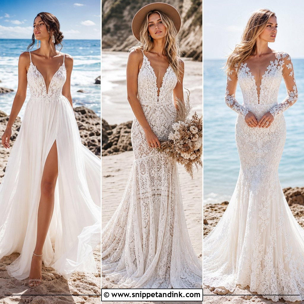 20 Sea Wedding Dress Ideas for Breezy Modern Coastal Brides