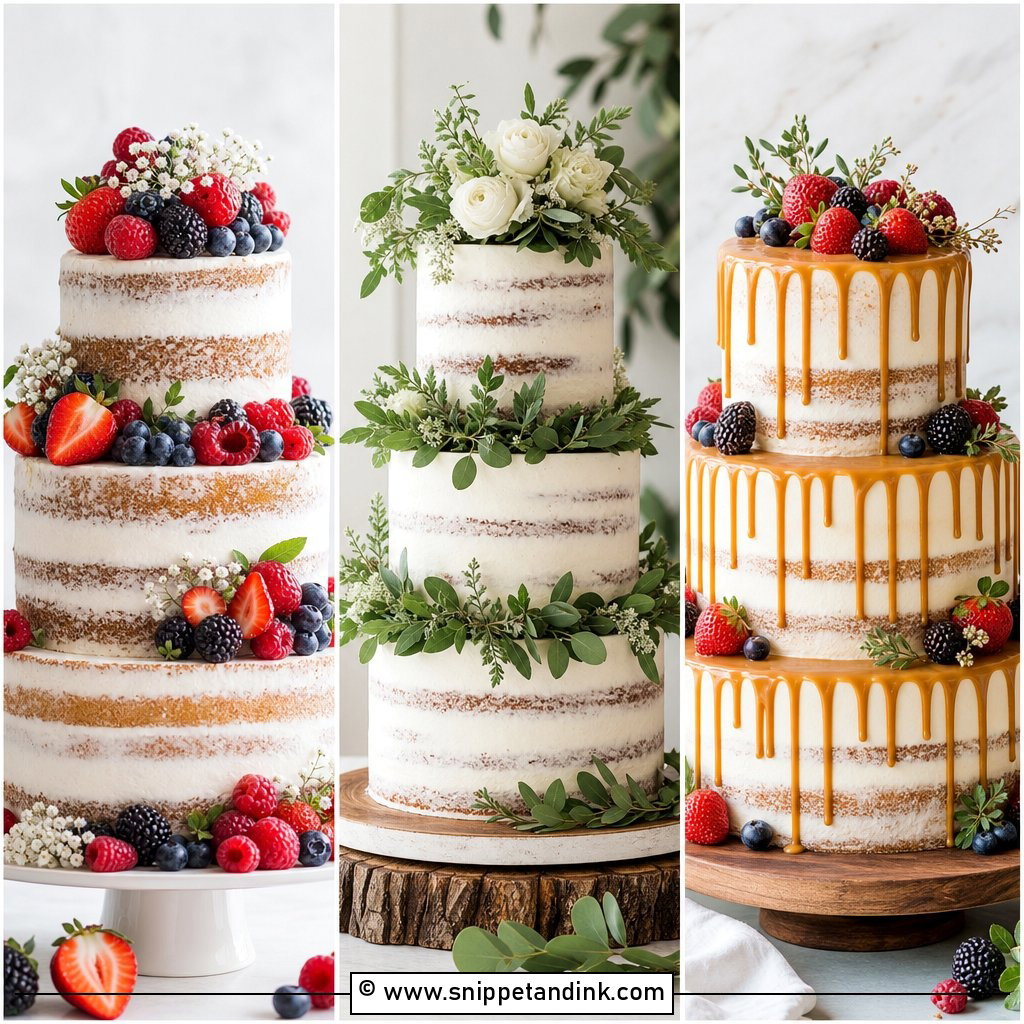 20 Semi Naked Wedding Cake Ideas for Rustic Romance