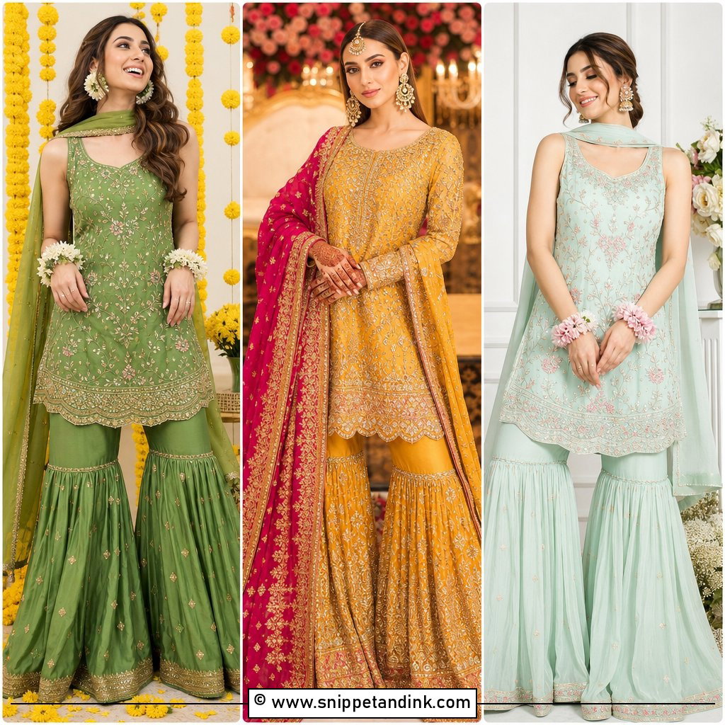 20 Sharara Designs for Mehndi Every Bride Will Love