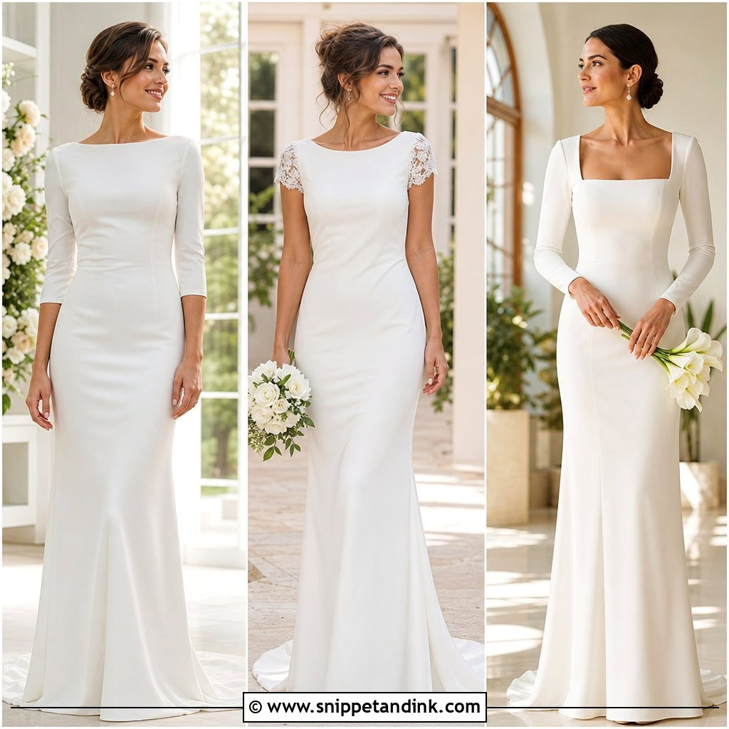 20 Sheath Wedding Dress with Sleeves for Elegant Brides