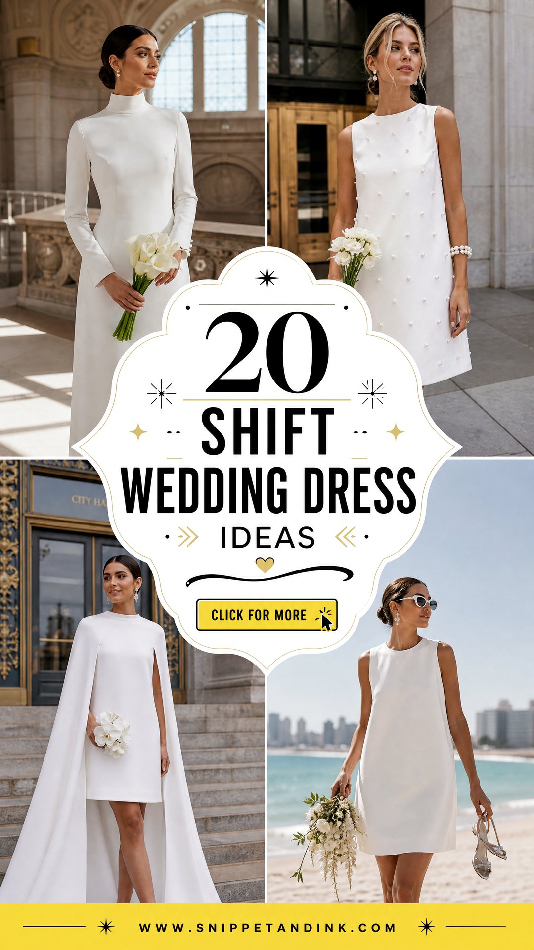 20 Shift Wedding Dress Ideas for Chic Modern City Hall Brides - 20 Shift Wedding Dress Ideas for Chic Modern City Hall Brides