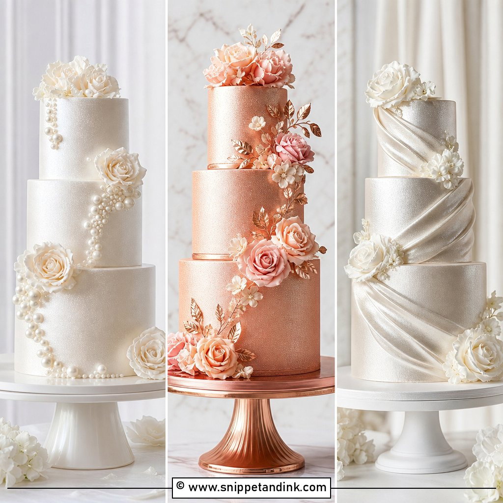 20 Shimmer Wedding Cake Ideas for Glamorous Receptions