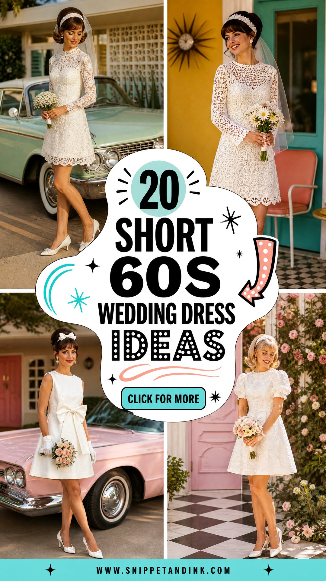 20 Short 60s Wedding Dress Ideas for Retro-Loving Brides - 20 Short 60s Wedding Dress Ideas for Retro-Loving Brides
