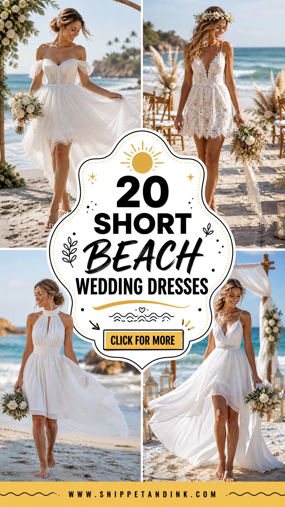20 Short Beach Wedding Dresses for a Chic Seaside Ceremony - 20 Short Beach Wedding Dresses for a Chic Seaside Ceremony