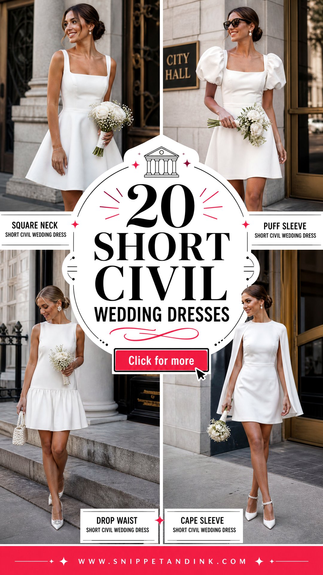 20 Short Civil Wedding Dresses for a Chic City Hall Ceremony - 20 Short Civil Wedding Dresses for a Chic City Hall Ceremony