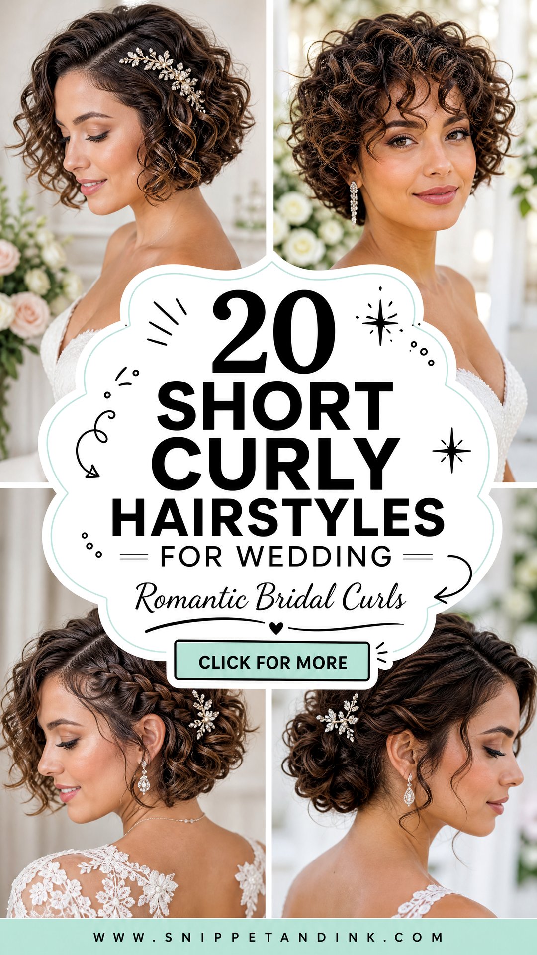 20 Short Curly Hairstyles for Wedding Romantic Bridal Looks - 20 Short Curly Hairstyles for Wedding: Romantic Bridal Looks
