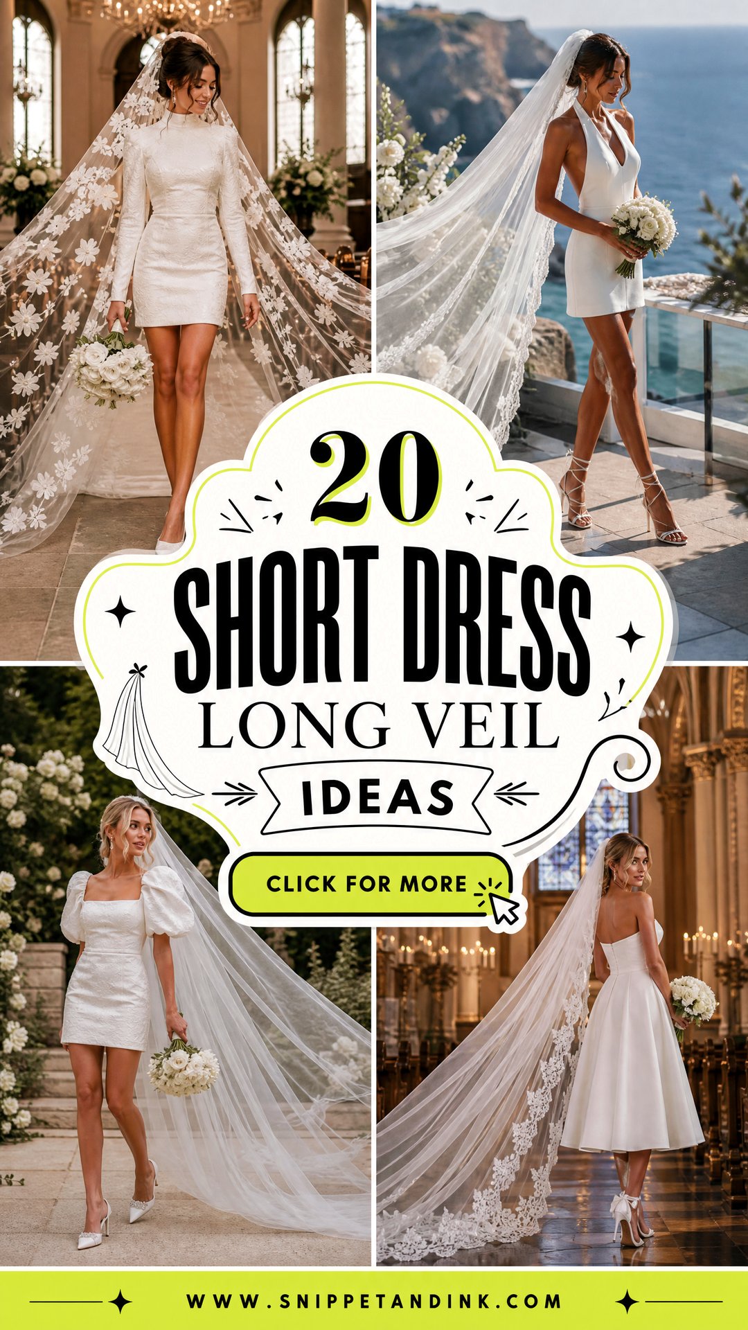 20 Short Dress Long Veil Ideas for a Dramatic Bridal Look - 20 Short Dress Long Veil Ideas for a Dramatic Bridal Look