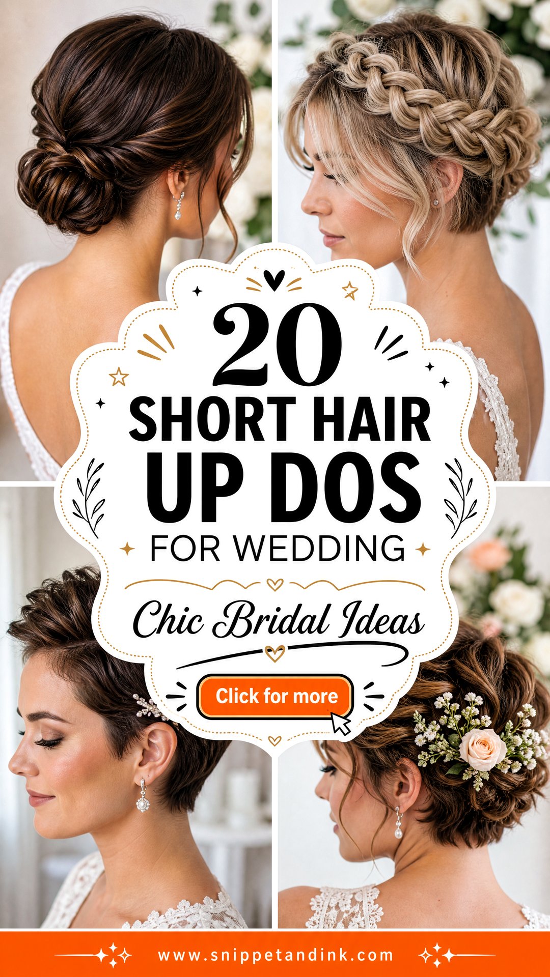 20 Short Hair Up Dos for Wedding Chic Bridal Ideas - 20 Short Hair Up Dos for Wedding: Chic Bridal Ideas