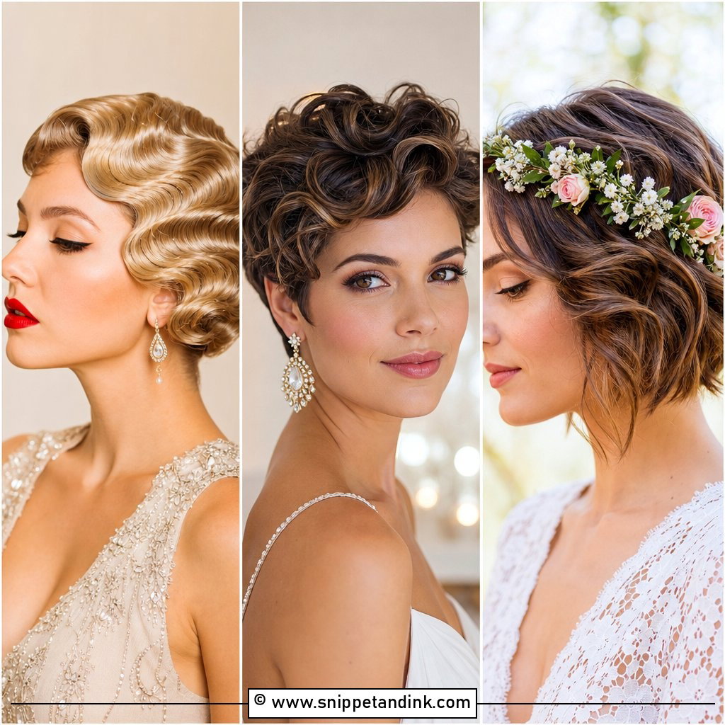 20 Short Hair Waves Wedding Ideas for Romantic Texture
