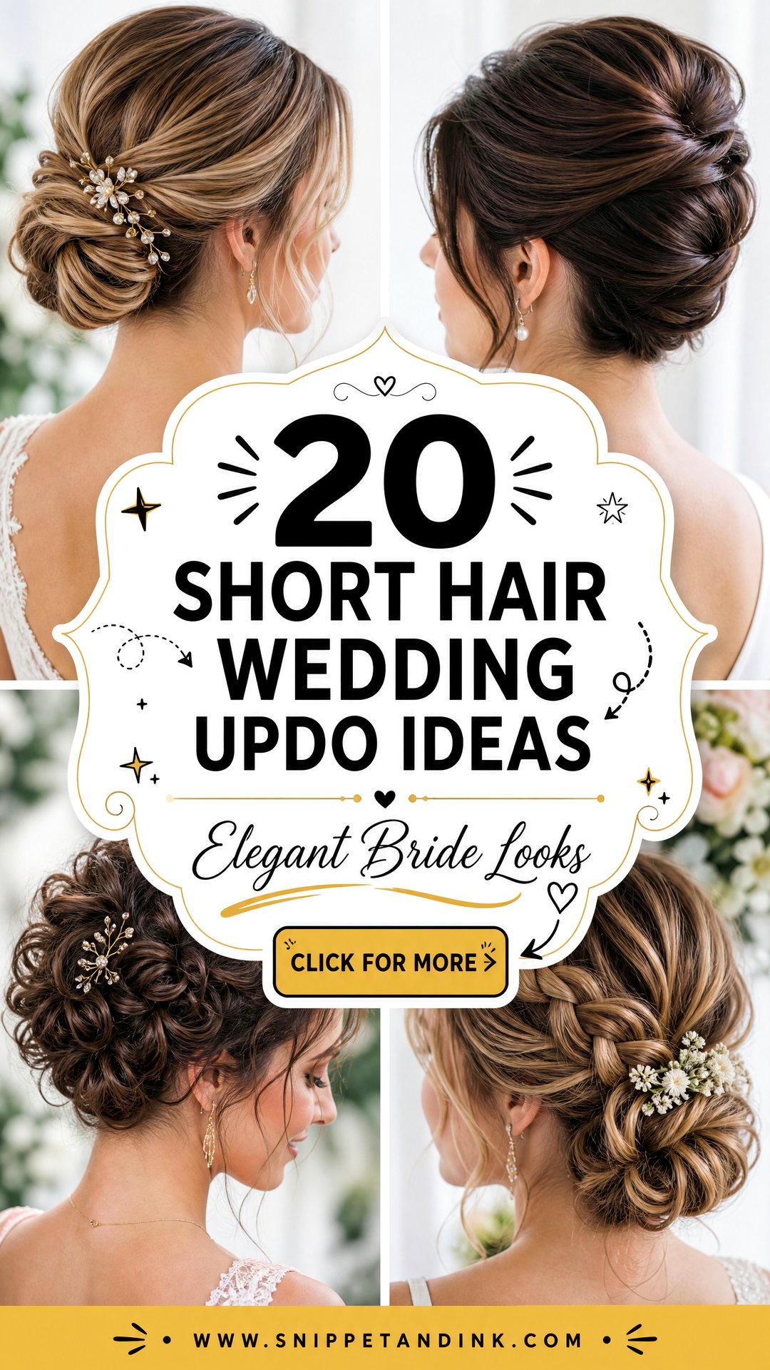20 Short Hair Wedding Updo Ideas for Elegant Brides - 20 Short Hair Wedding Updo Ideas for Elegant Brides