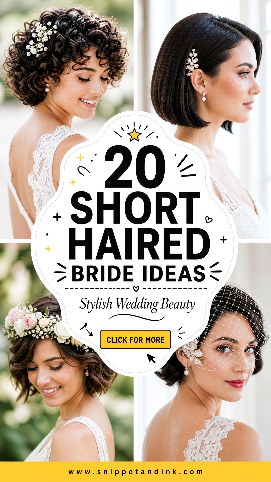 20 Short Haired Bride Ideas for Stylish Wedding Beauty - 20 Short Haired Bride Ideas for Stylish Wedding Beauty