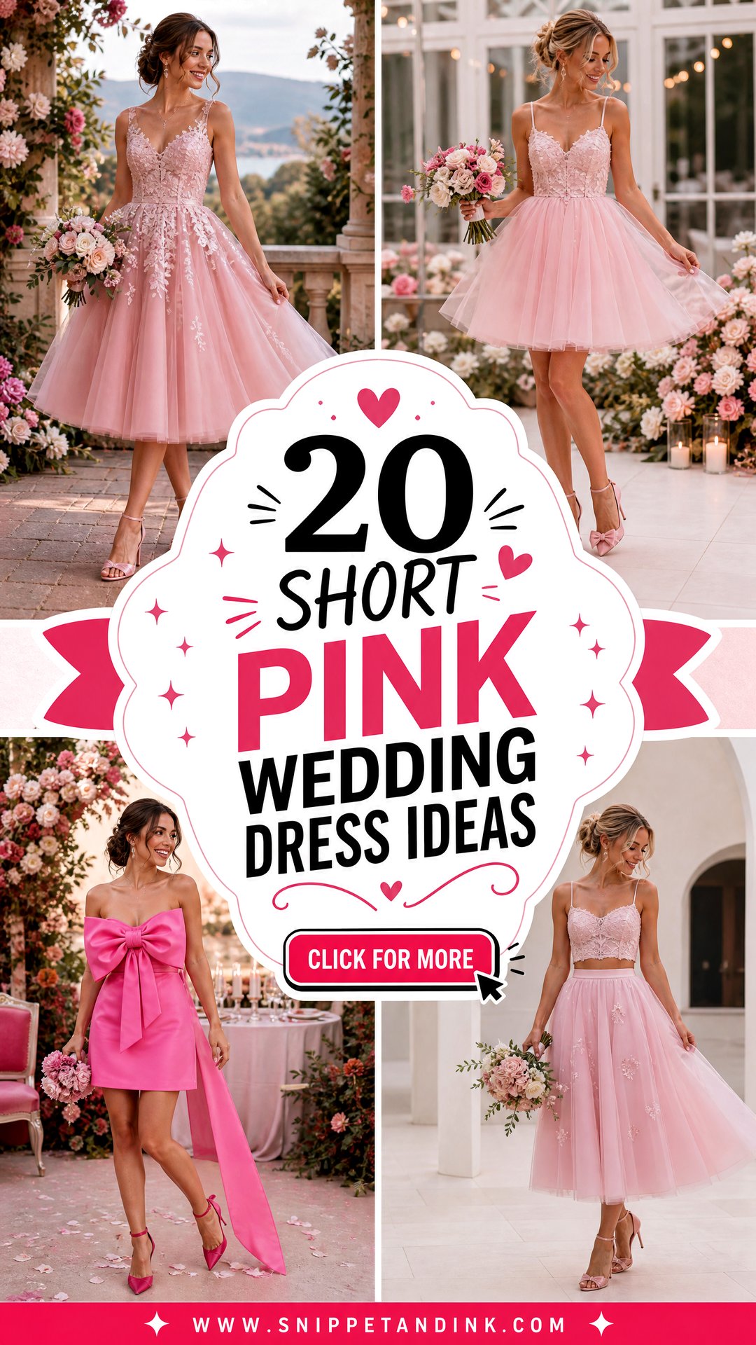 20 Short Pink Wedding Dress Ideas for Romantic Modern Brides - 20 Short Pink Wedding Dress Ideas for Romantic Modern Brides