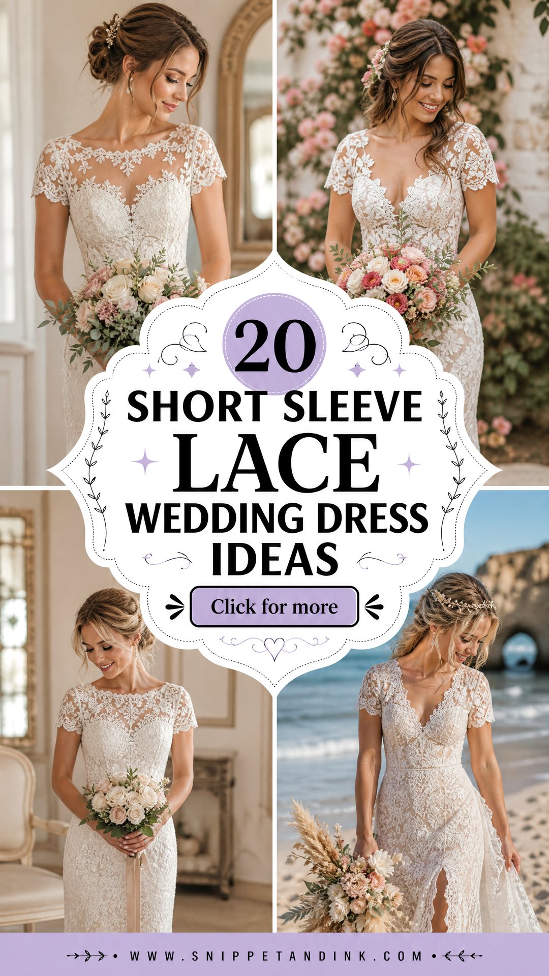 20 Short Sleeve Lace Wedding Dress Ideas for Romantic Brides - 20 Short Sleeve Lace Wedding Dress Ideas for Romantic Brides
