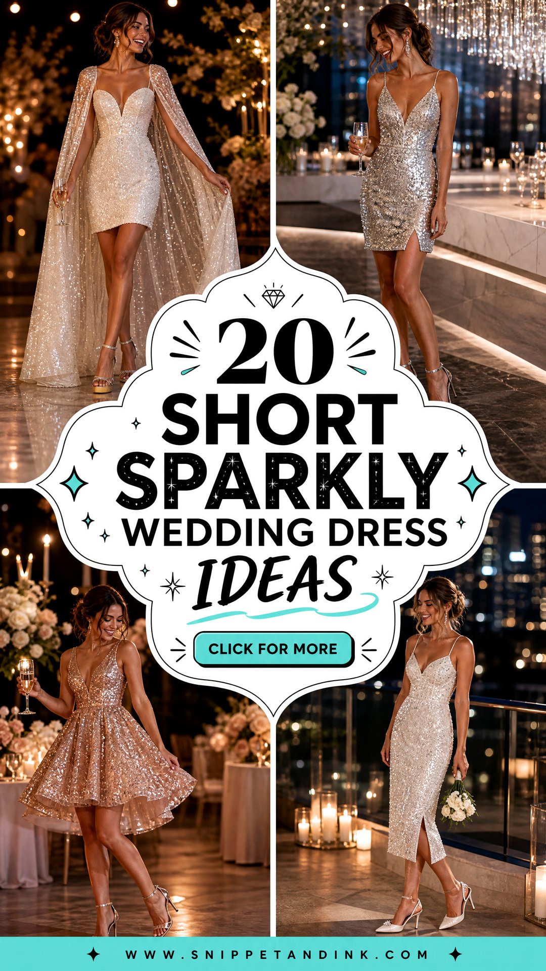 20 Short Sparkly Wedding Dress Ideas for a Dazzling Reception - 20 Short Sparkly Wedding Dress Ideas for a Dazzling Reception