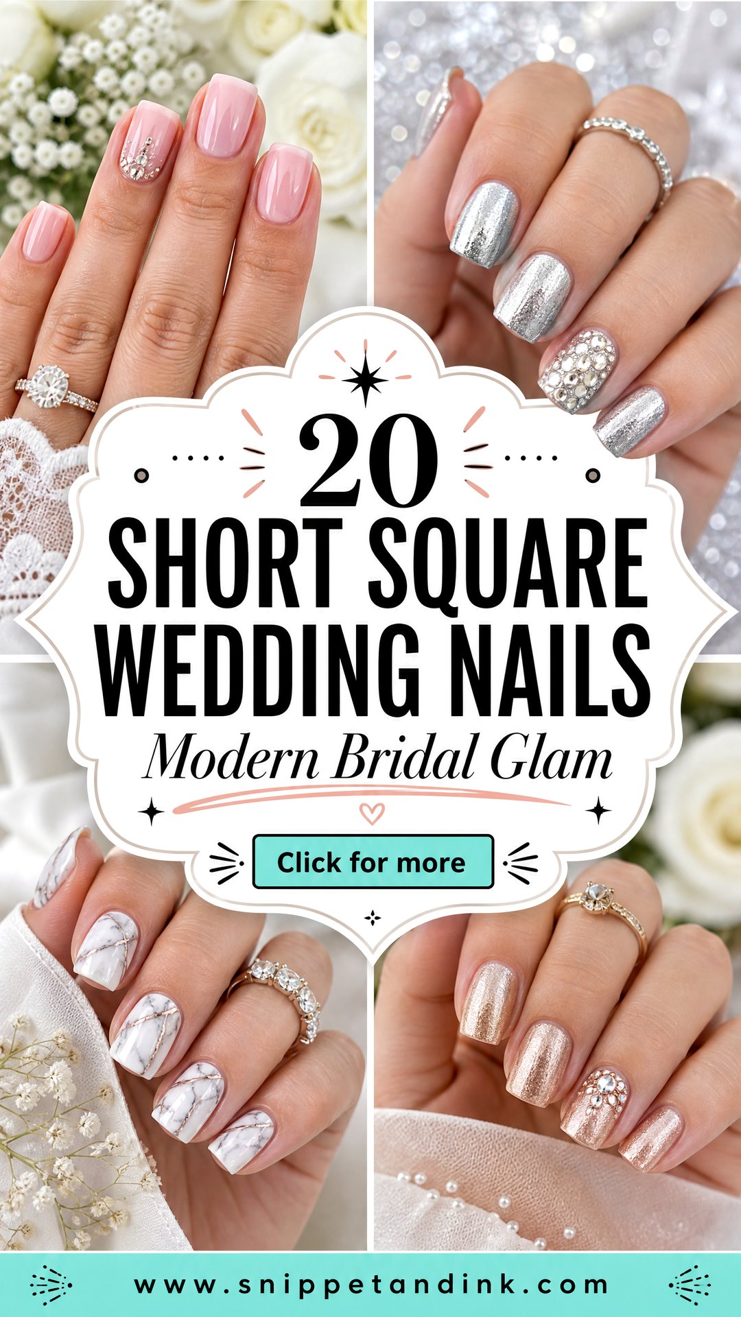 20 Short Square Wedding Nails for Modern Bridal Glam - 20 Short Square Wedding Nails for Modern Bridal Glam