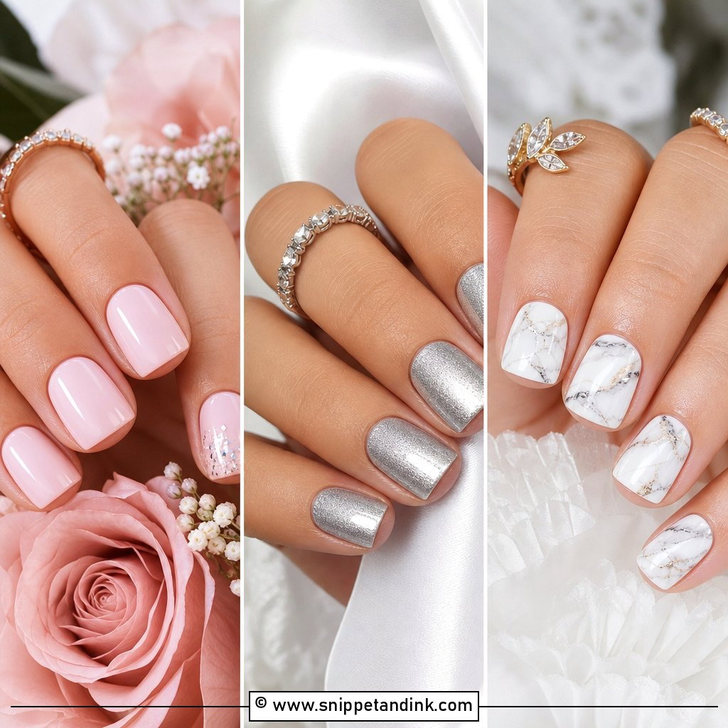 20 Short Square Wedding Nails for Modern Bridal Glam
