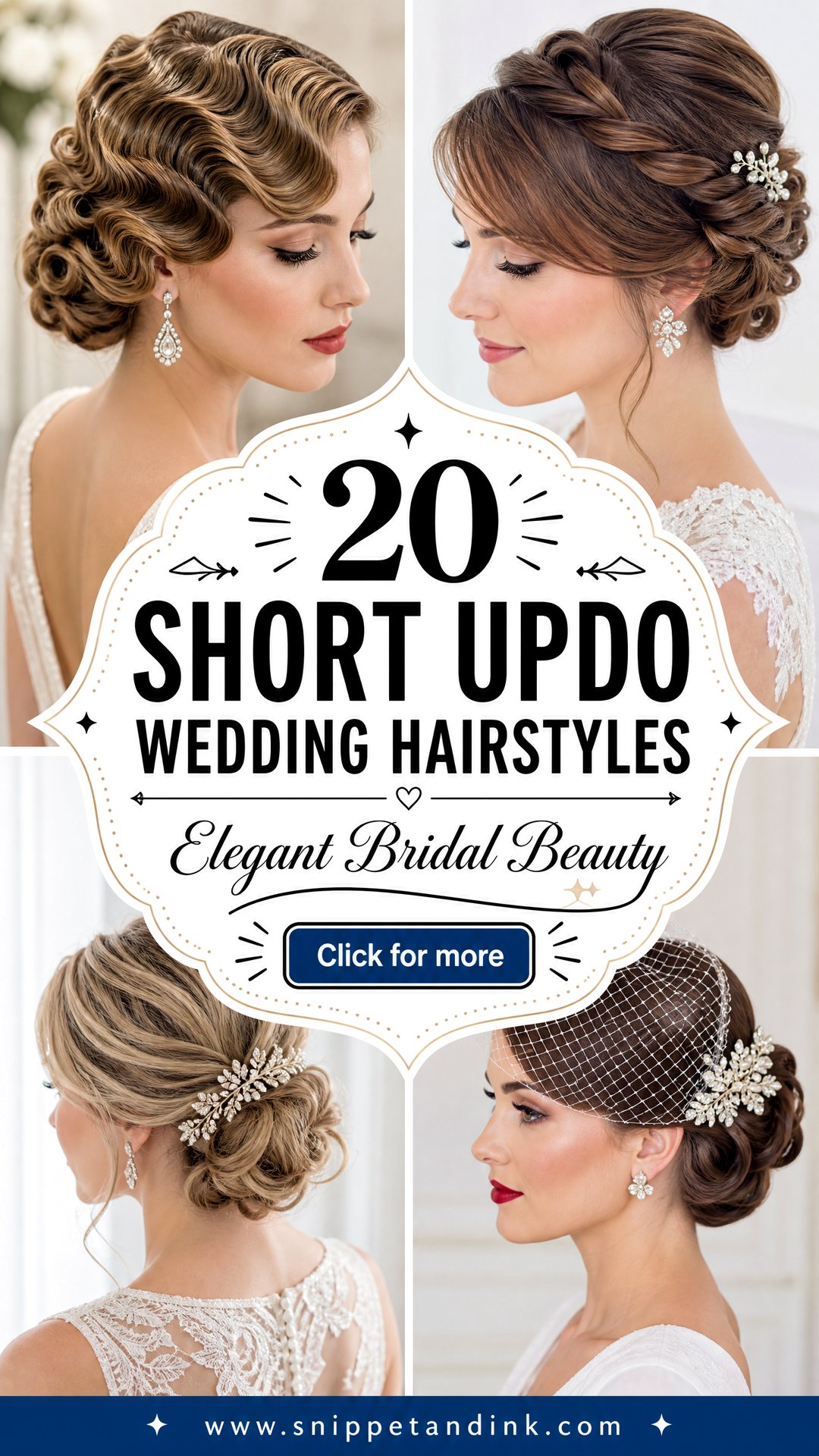 20 Short Updo Wedding Hairstyles for Elegant Brides - 20 Short Updo Wedding Hairstyles for Elegant Brides