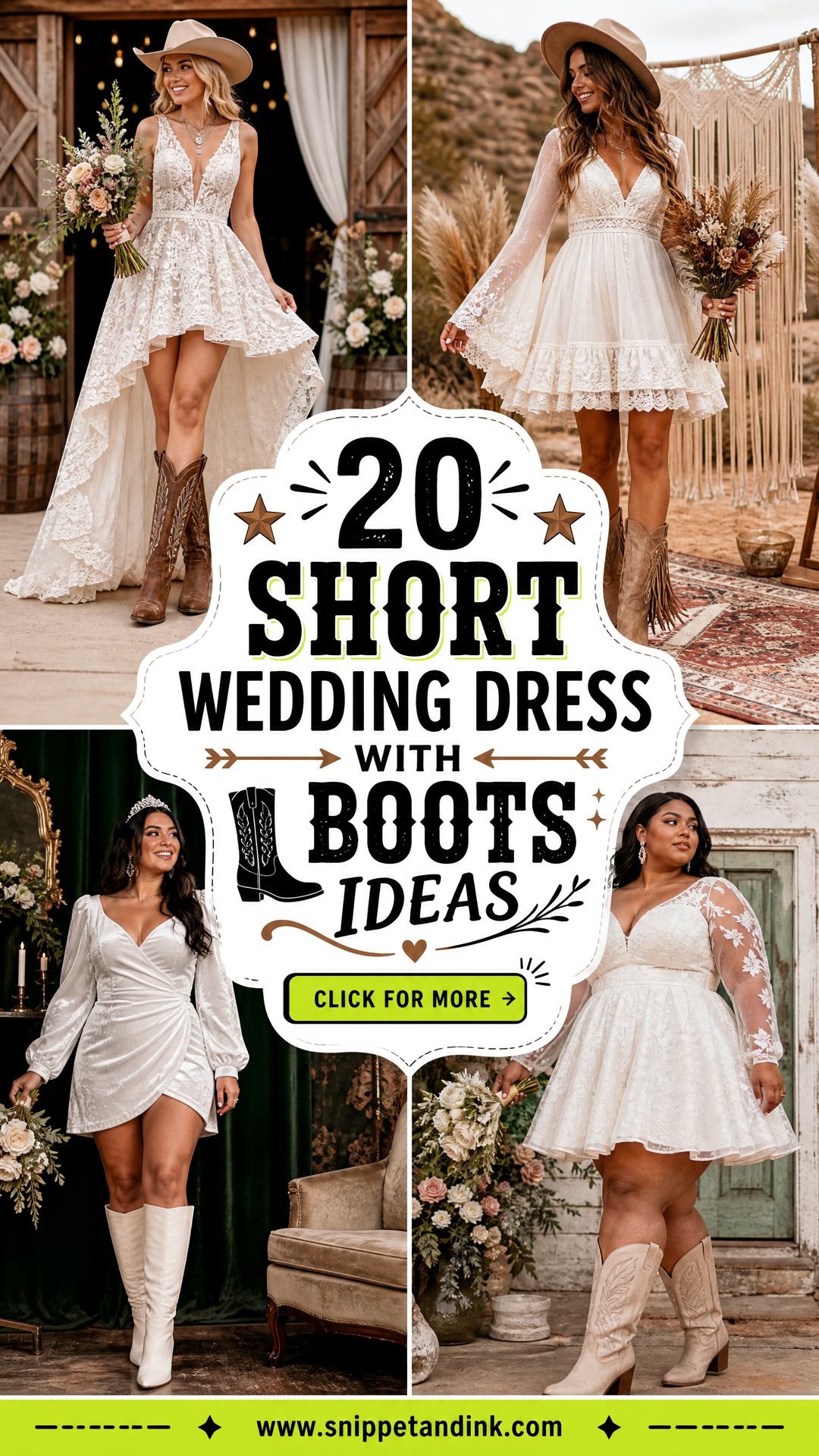 20 Short Wedding Dress with Boots Ideas for Bold Brides - 20 Short Wedding Dress with Boots Ideas for Bold Brides