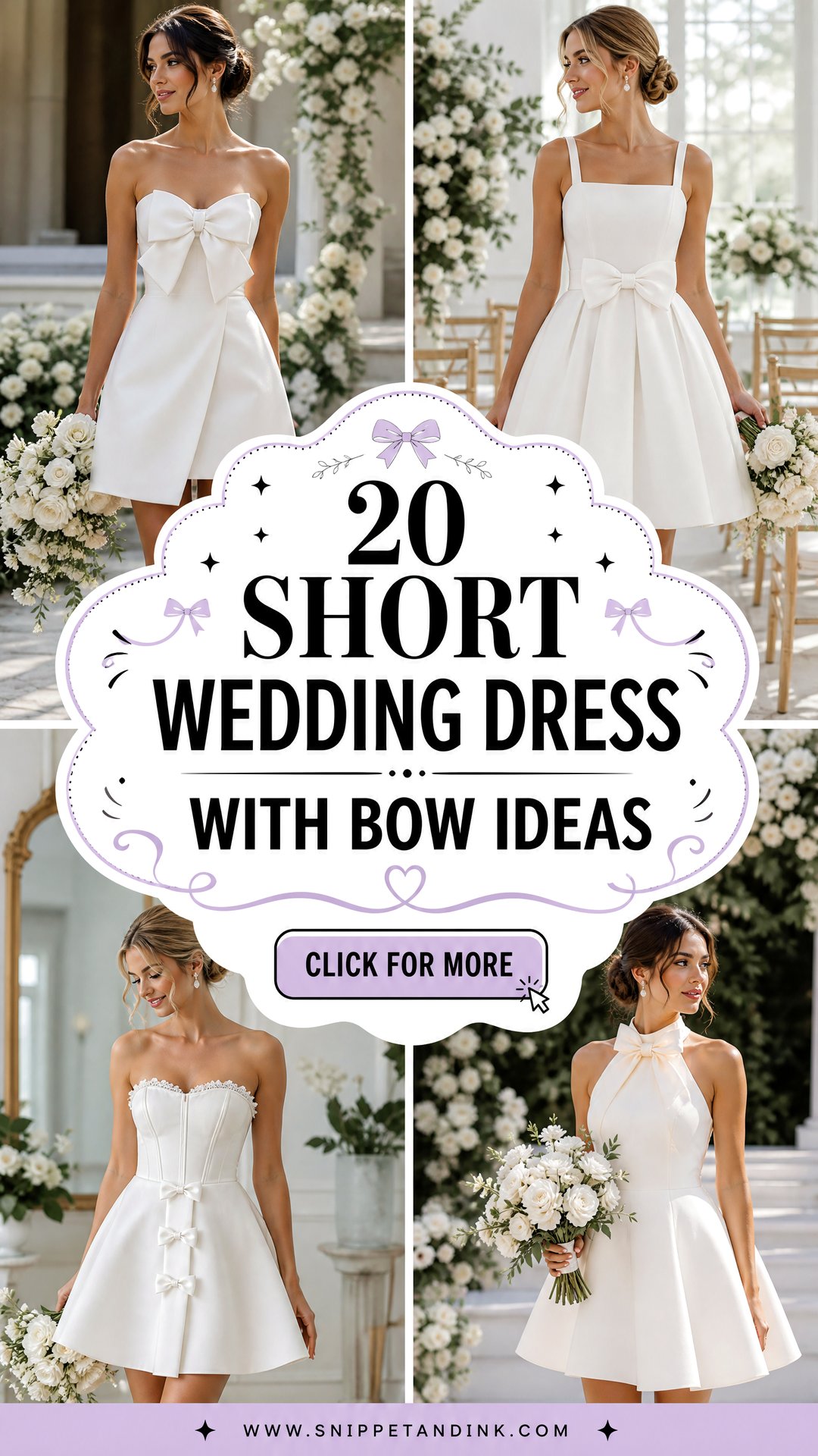 20 Short Wedding Dress with Bow Ideas for a Charming Bridal Look - 20 Short Wedding Dress with Bow Ideas for a Charming Bridal Look