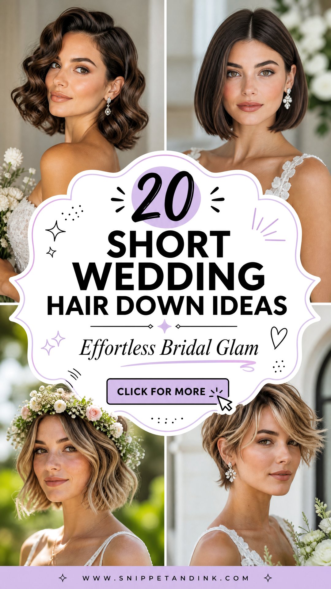 20 Short Wedding Hair Down Ideas for Effortless Bridal Glam - 20 Short Wedding Hair Down Ideas for Effortless Bridal Glam