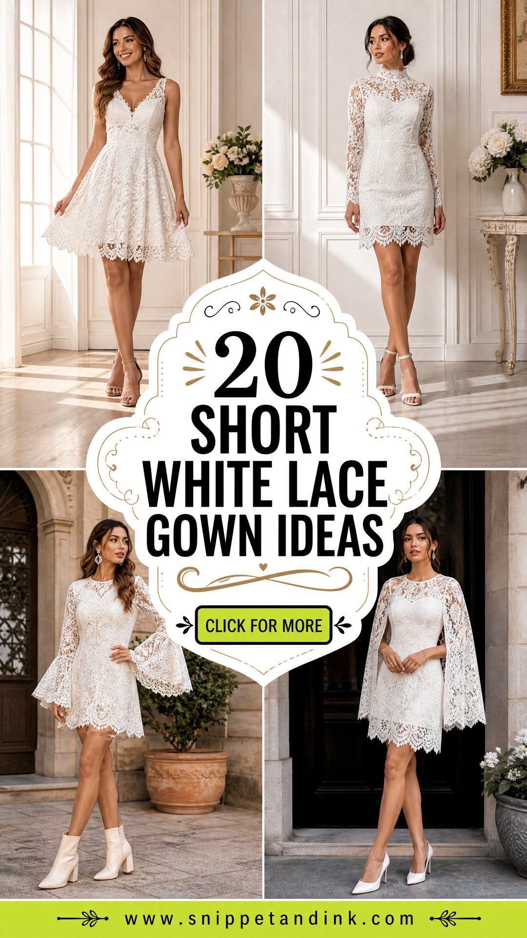 20 Short White Lace Gown Ideas for Timeless Bridal Style - 20 Short White Lace Gown Ideas for Timeless Bridal Style