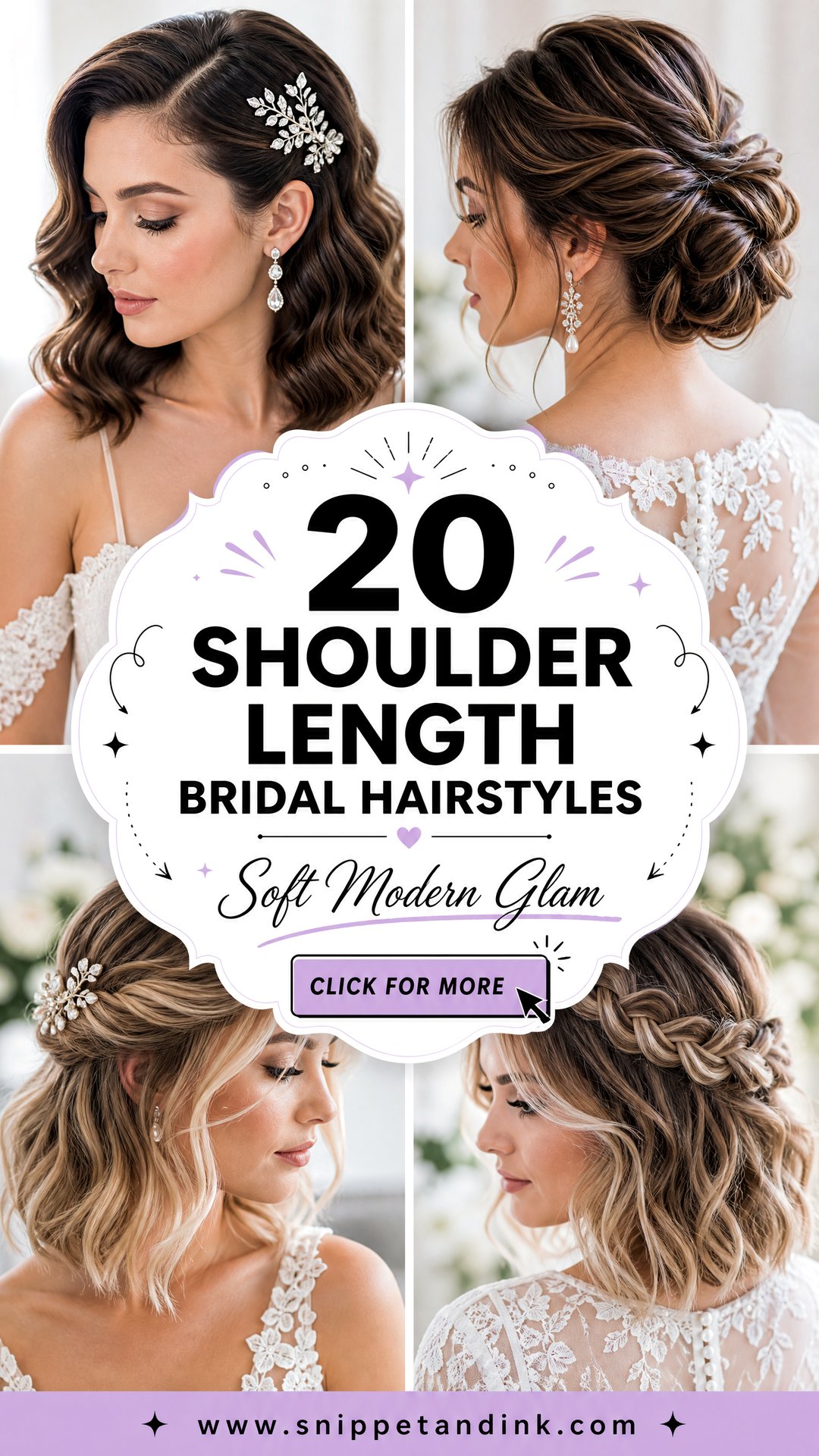 20 Shoulder Length Bridal Hairstyles for Soft Modern Glam - 20 Shoulder Length Bridal Hairstyles for Soft Modern Glam