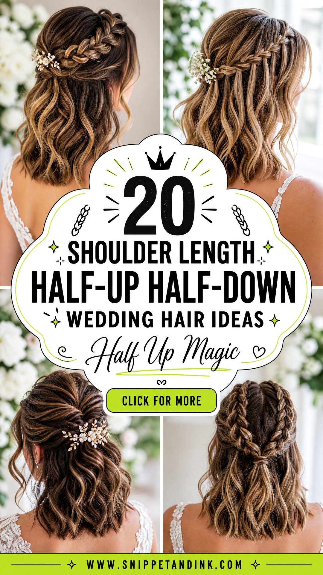 20 Shoulder Length Half-Up Half-Down Wedding Hair Ideas To Love - 20 Shoulder Length Half-Up Half-Down Wedding Hair Ideas To Love