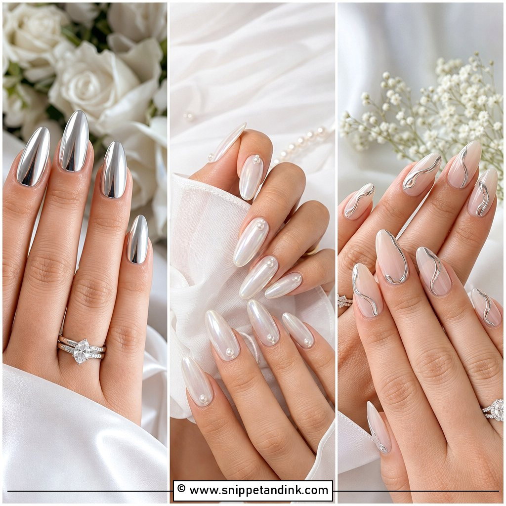 20 Silver Wedding Nails for a Sparkling Bridal Look