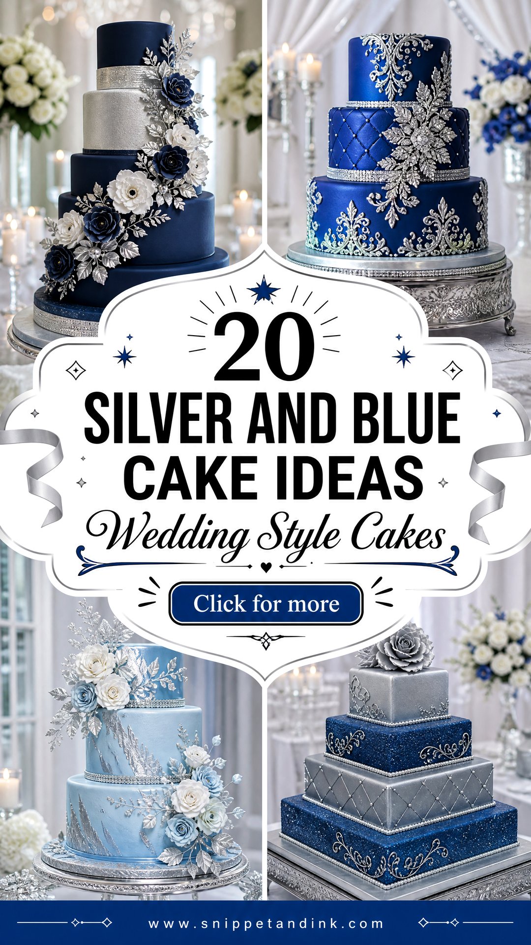 20 Silver and Blue Cake Ideas for Wedding Style - 20 Silver and Blue Cake Ideas for Wedding Style