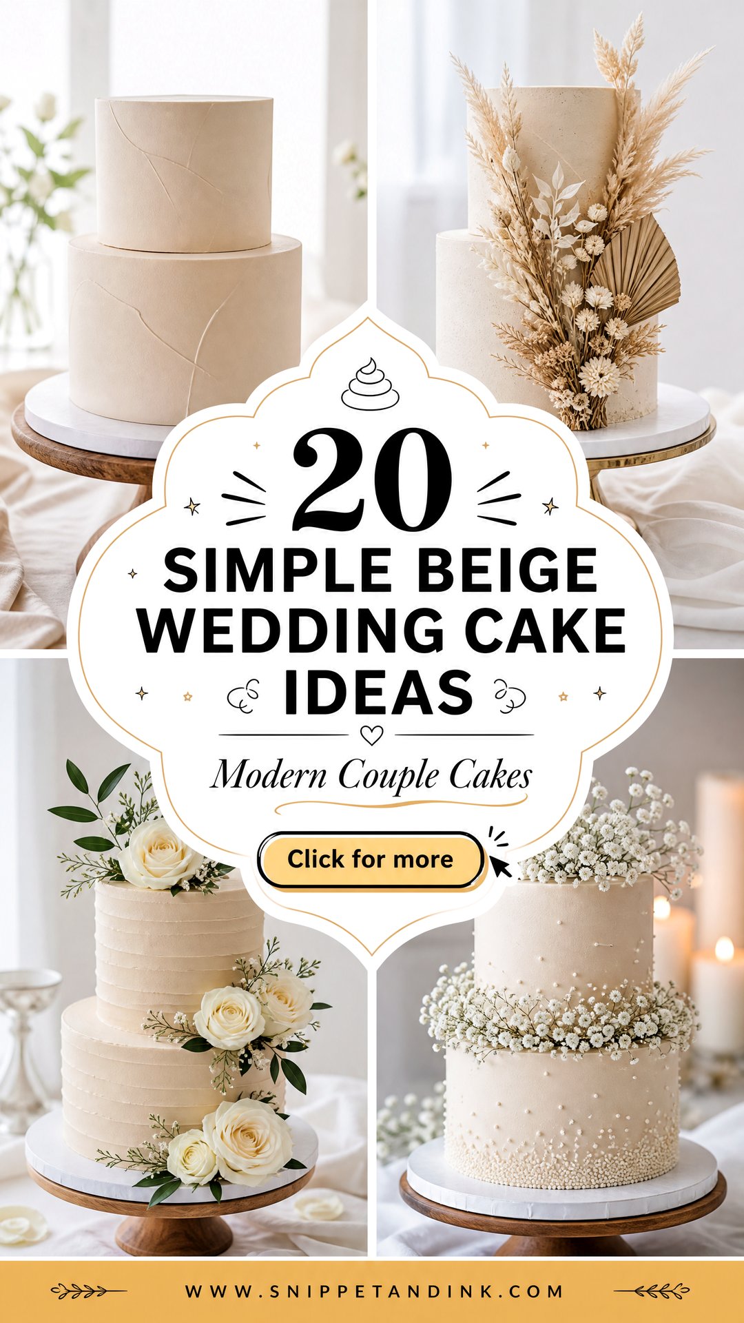 20 Simple Beige Wedding Cake Ideas for Modern Couples - 20 Simple Beige Wedding Cake Ideas for Modern Couples
