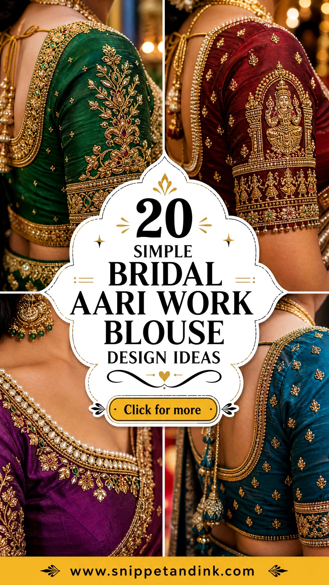 20 Simple Bridal Aari Work Blouse Design Ideas for Modern Brides - 20 Simple Bridal Aari Work Blouse Design Ideas for Modern Brides