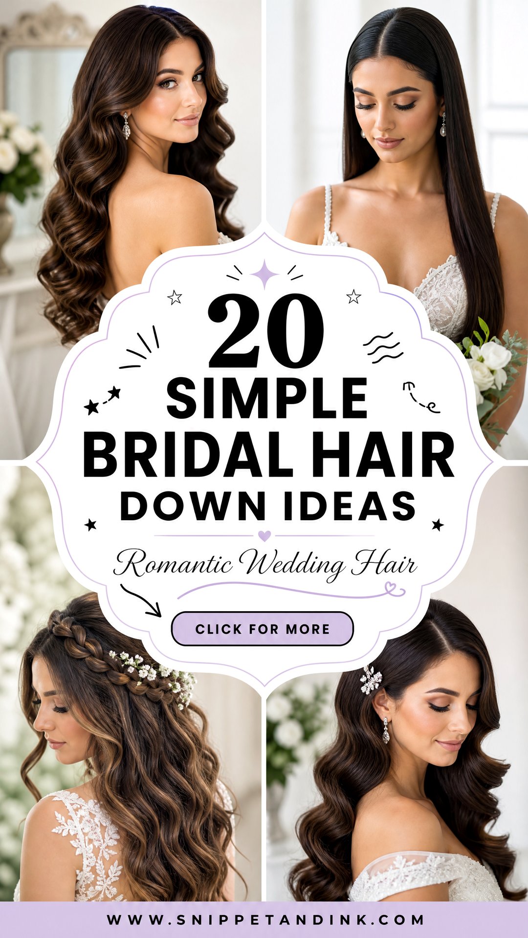 20 Simple Bridal Hair Down Ideas for Romantic Weddings - 20 Simple Bridal Hair Down Ideas for Romantic Weddings
