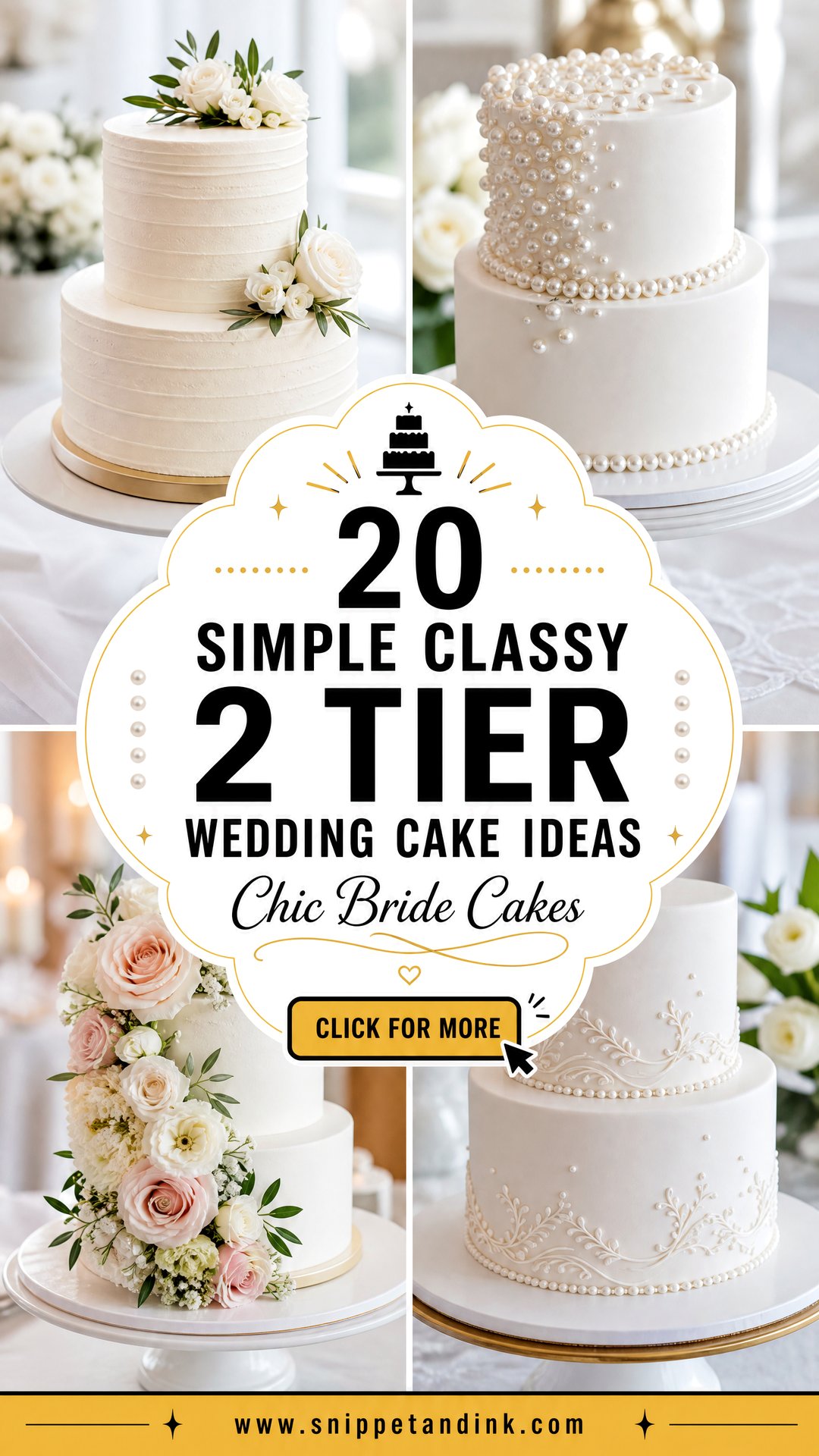 20 Simple Classy 2 Tier Wedding Cake Ideas for Chic Brides - 20 Simple Classy 2 Tier Wedding Cake Ideas for Chic Brides