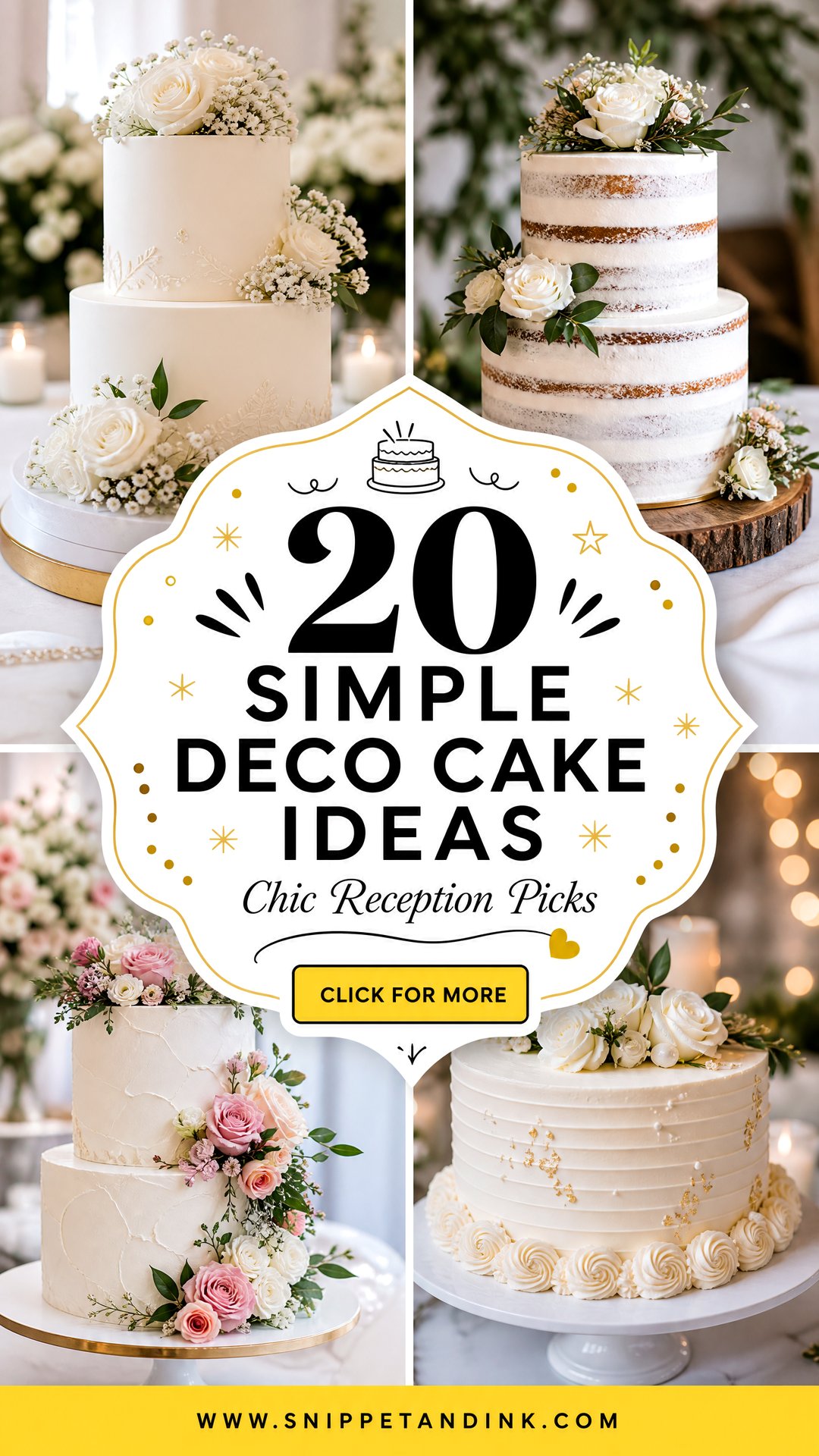 20 Simple Deco Cake Ideas for Wedding Chic Reception Picks - 20 Simple Deco Cake Ideas for Wedding: Chic Reception Picks
