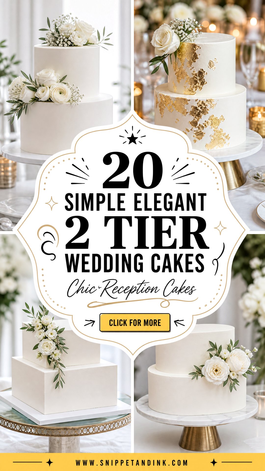 20 Simple Elegant 2 Tier Wedding Cakes for Chic Receptions - 20 Simple Elegant 2 Tier Wedding Cakes for Chic Receptions
