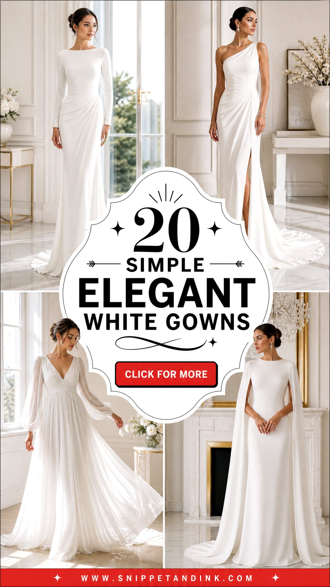 20 Simple Elegant White Gowns for Chic Timeless Bridal Style - 20 Simple Elegant White Gowns for Chic, Timeless Bridal Style