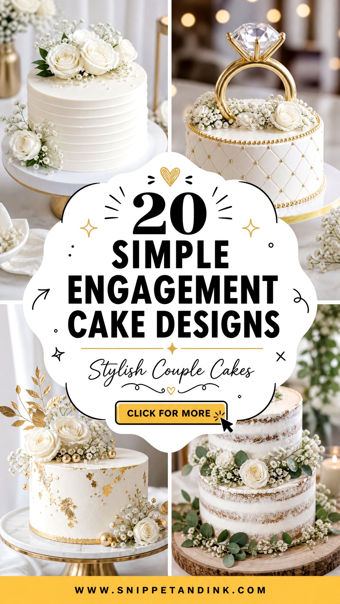 20 Simple Engagement Cake Designs for Stylish Couples Now - 20 Simple Engagement Cake Designs for Stylish Couples Now