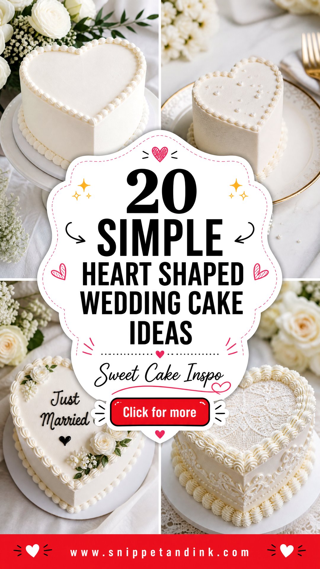 20 Simple Heart Shaped Wedding Cake Ideas Sweet Inspo - 20 Simple Heart Shaped Wedding Cake Ideas: Sweet Inspo