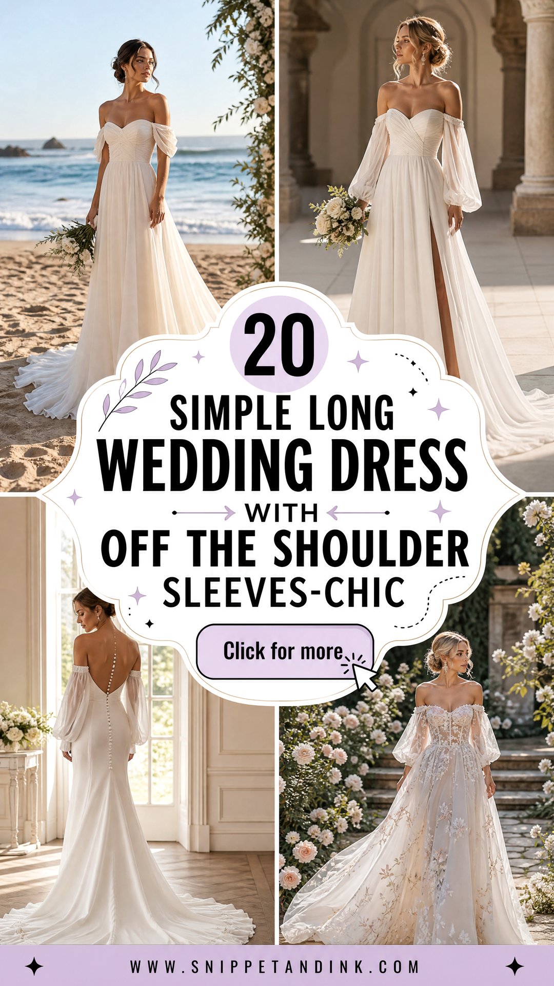 20 Simple Long Wedding Dress With Off the Shoulder Sleeves-Chic - 20 Simple Long Wedding Dress With Off the Shoulder Sleeves-Chic