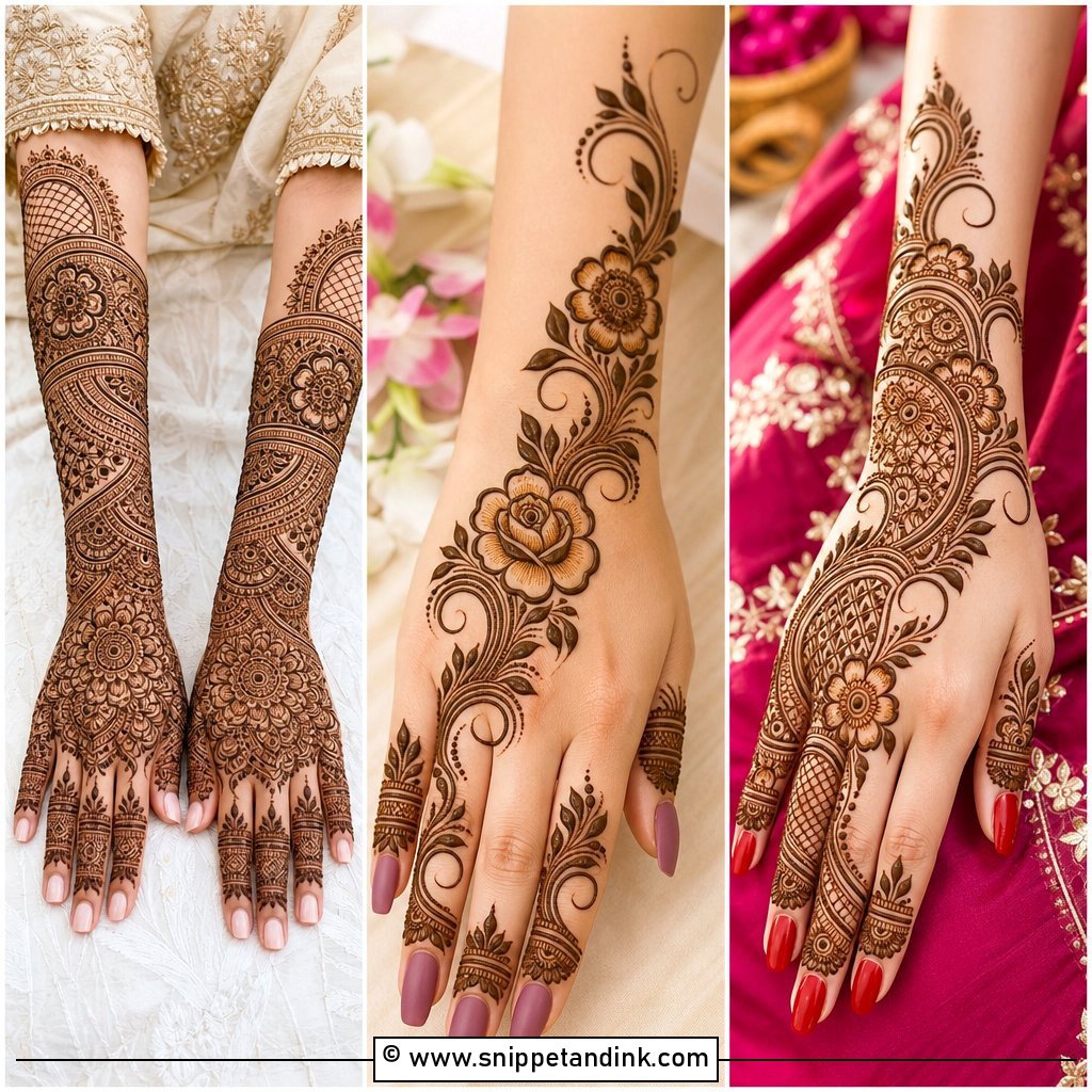 20 Simple Mehindi Bridal Designs for Elegant Wedding Hands