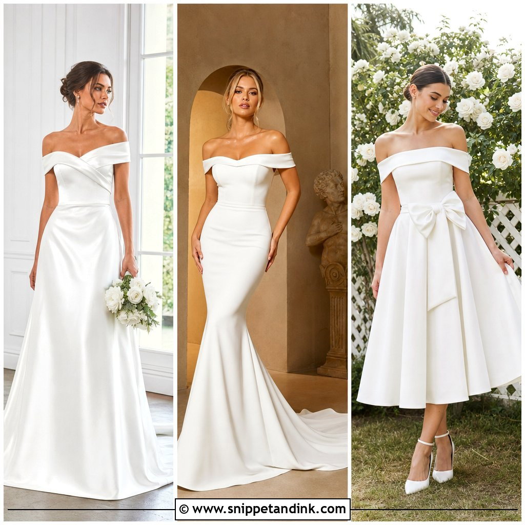20 Simple Off Shoulder Wedding Dress Ideas for Chic Brides
