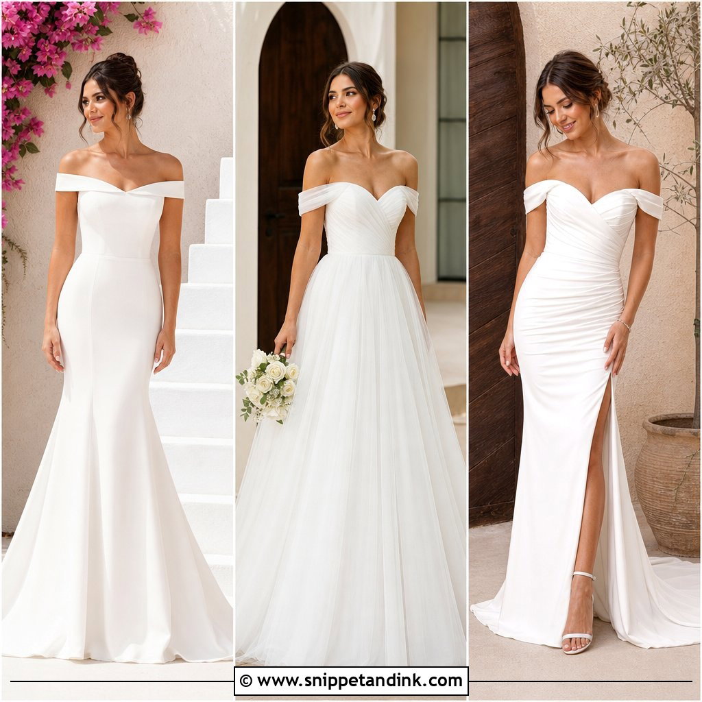 20 Simple Off the Shoulder Wedding Dress Ideas for Modern Brides