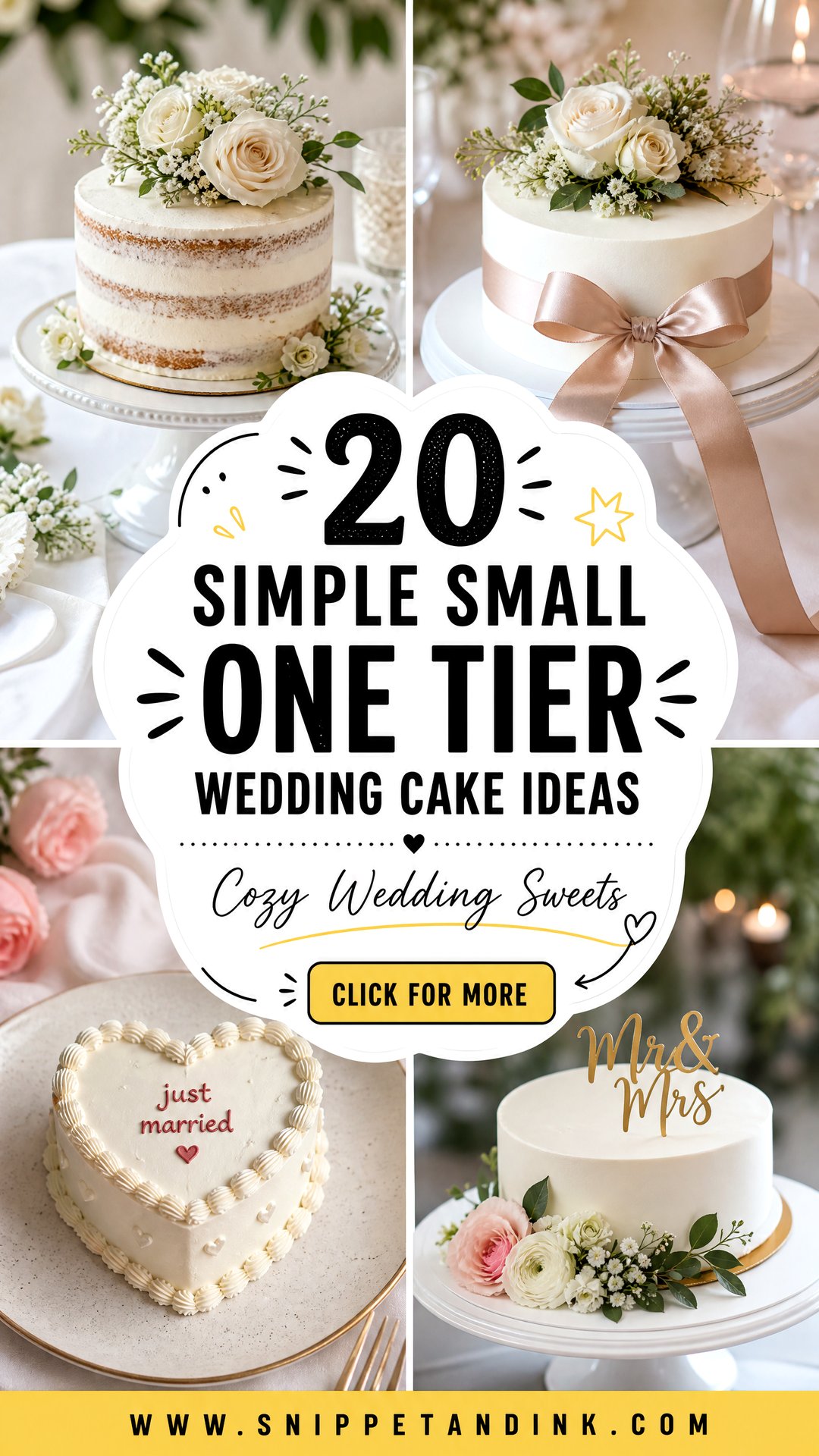 20 Simple Small One Tier Wedding Cake Ideas for Cozy Weddings - 20 Simple Small One Tier Wedding Cake Ideas for Cozy Weddings