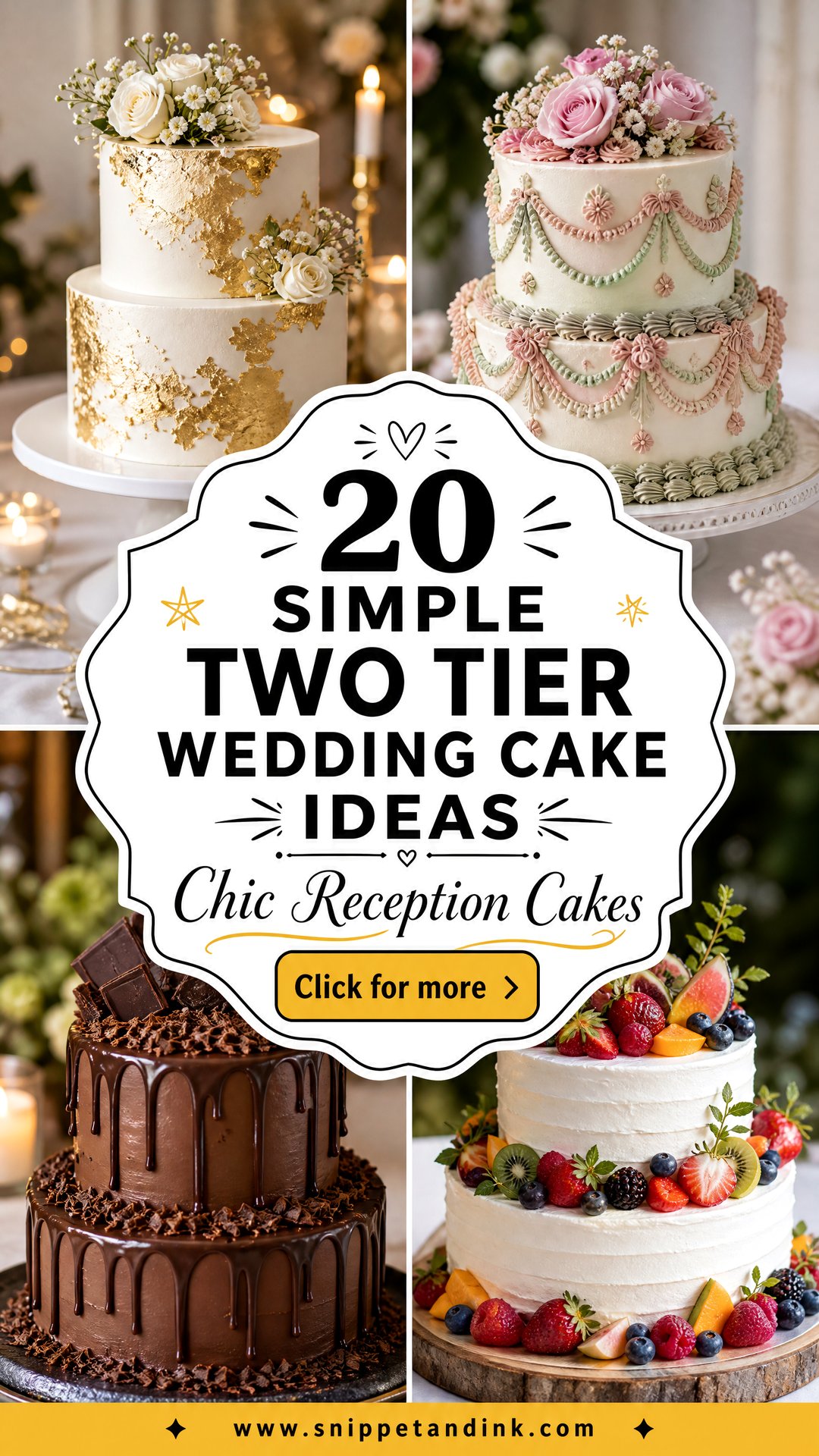 20 Simple Two Tier Wedding Cake Ideas for Chic Receptions - 20 Simple Two Tier Wedding Cake Ideas for Chic Receptions
