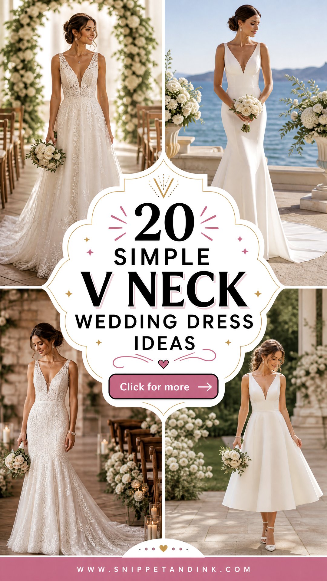 20 Simple V Neck Wedding Dress Ideas for Elegant Brides - 20 Simple V Neck Wedding Dress Ideas for Elegant Brides