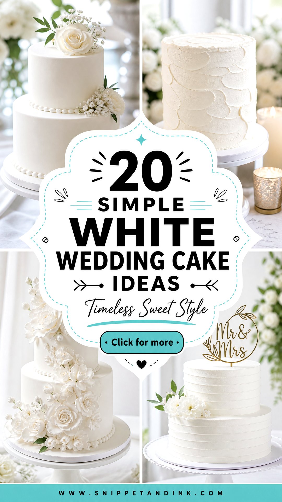 20 Simple White Wedding Cake Ideas for Timeless Style - 20 Simple White Wedding Cake Ideas for Timeless Style